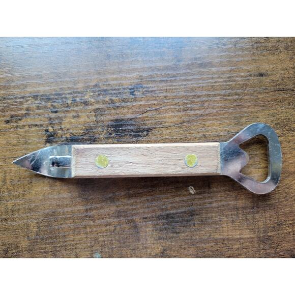 Vintage Mid-Century Can/Bottle Opener w/Wood Handle - Picture 1 of 7